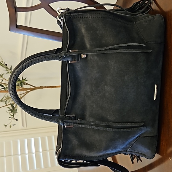 Rebecca Minkoff Gray Soft Suede Fringe Handbag w/ Crossbody Shoulder Strap - Picture 8 of 16